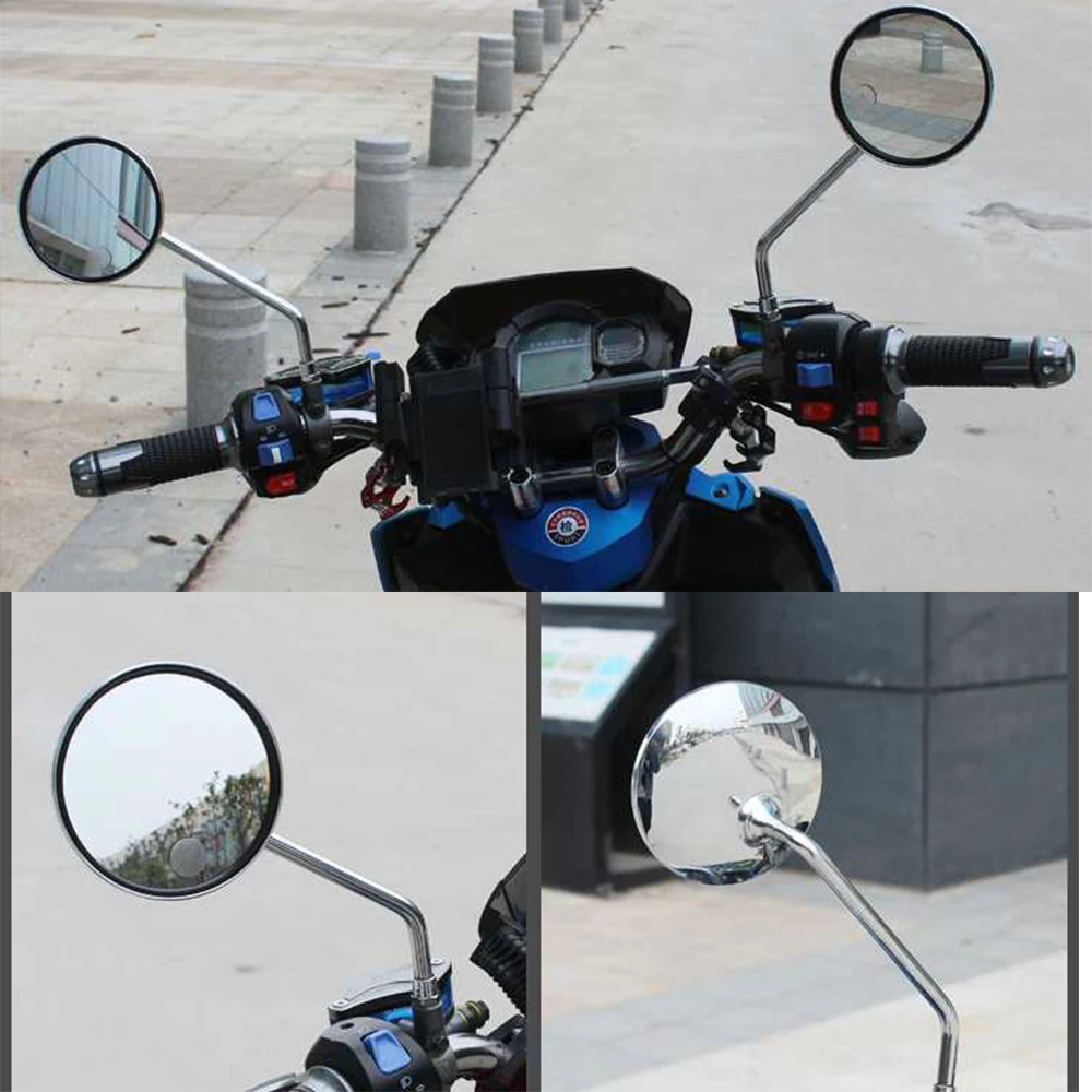 Universal motorcycle mirrors chrome round mirror long stem For Honda CBR250 VT250 Hornet250 Jade250 CB400 CBR400 | Автомобили и