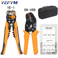 sn 48b crimping pliers tools set for 2 8 4 8 6 3mm terminals double deck kit bag ye 1 multifunctional wire stripper repair clamp