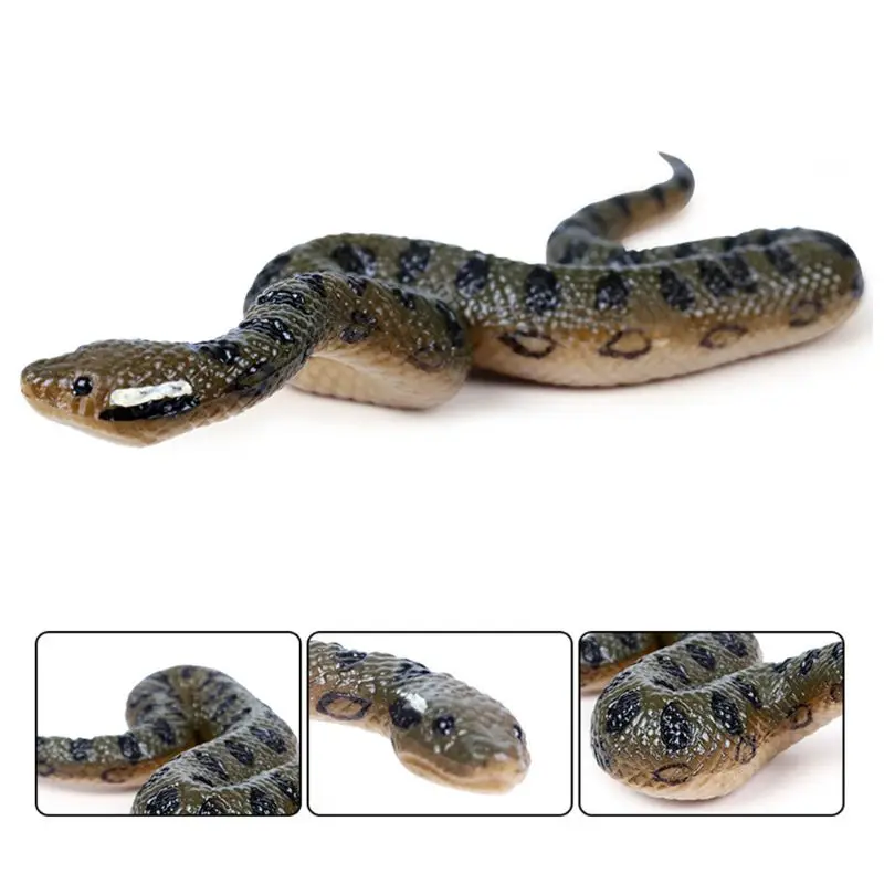 

Fake Realistic Rubber Toy Snake North Us Green Anaconda Scary Halloween to Scare Birds Props