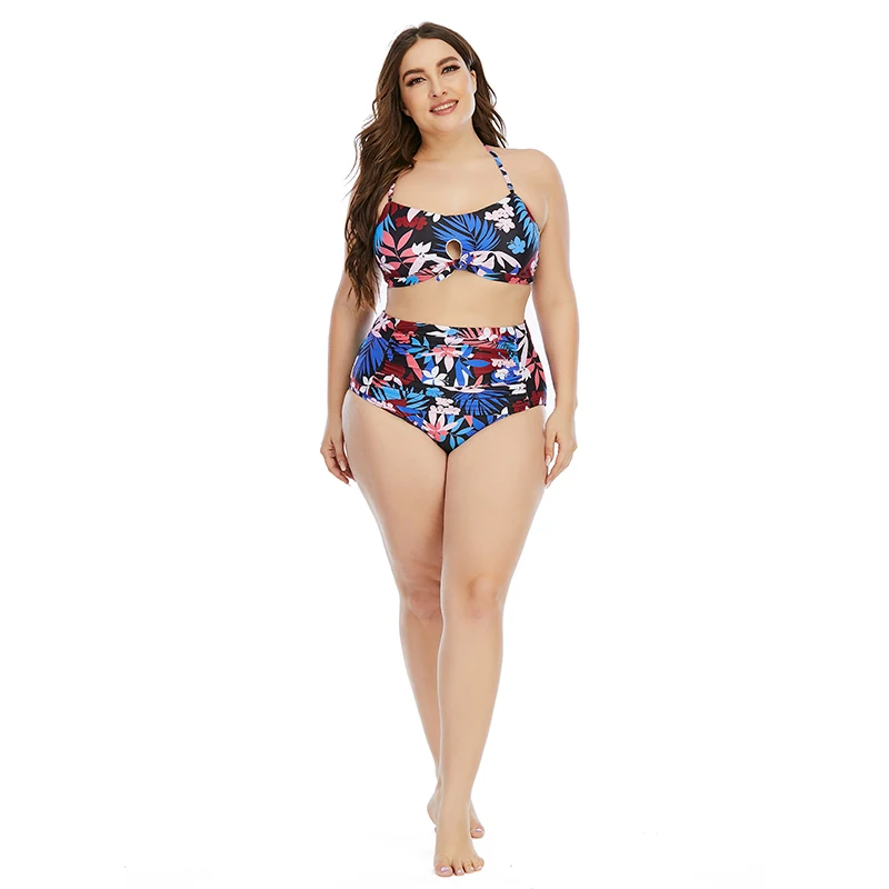 

2021 New Women Plus Size Swimwear Print Bikini Set Brazilian Two-piece Bra Beach Halter Bikini Set Swimwear Sexy Beachwear