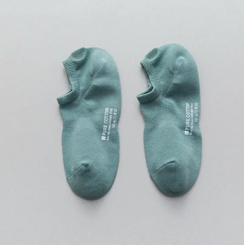 

100% Men's Cotton Invisible No Show Socks Non-slip Summer Solid Color Silicone Short Socks Fashion Comfortable Ankle Boat Socks
