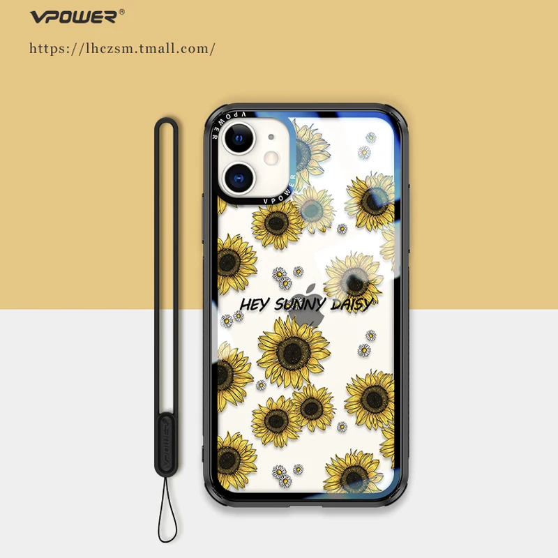 

Glass Case For iphone 11 pro max 6.5 5.8 protection transparant clear flower phone cases for iphone 11 pro glass shell cover