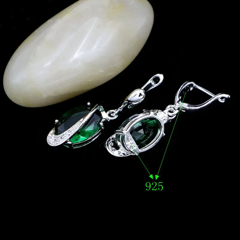 Женские Классические вечерние серьги из серебра 925 пробы с натуральным зеленым