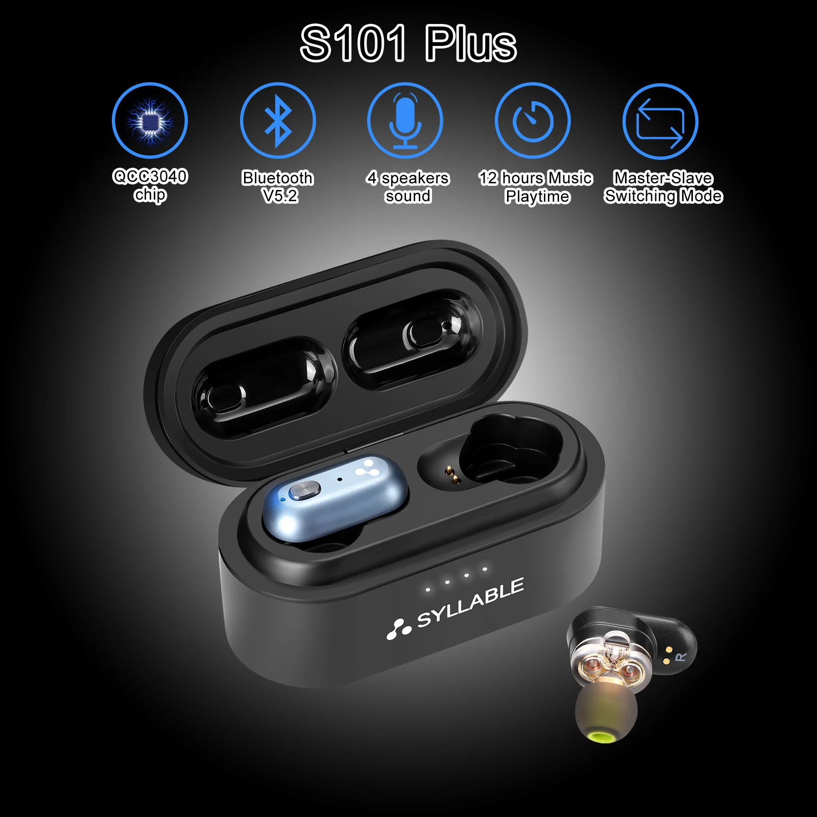 TWS стереонаушники SYLLABLE S101 Plus с чипом QCC3040 и поддержкой Bluetooth 5 0 12 часов