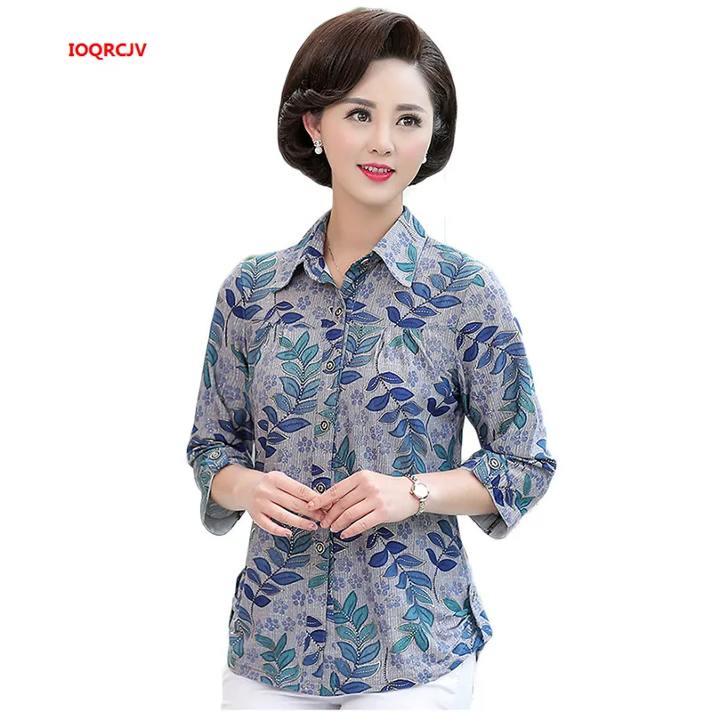 

Print Blouse Women Casual Summer Middle Age Mother Loose Shirt Blusa Feminina Tops and Blouses Cardigan Mujer Plus Size 5XL 1116