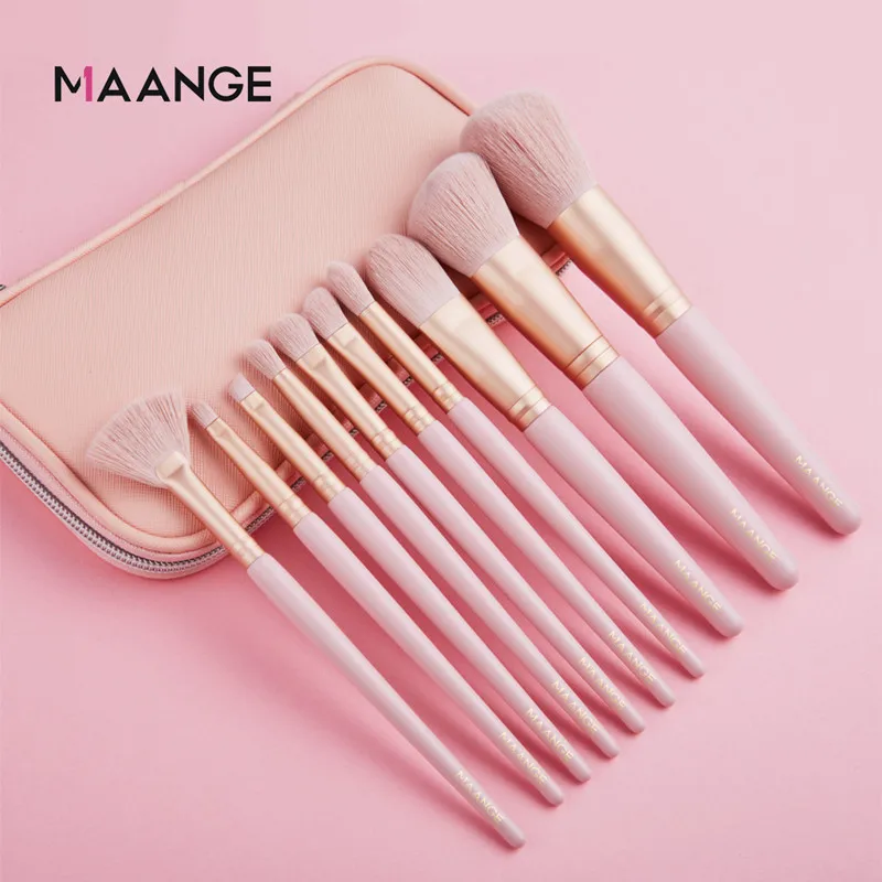 MAANGE Pro 10 шт. набор кистей для макияжа натуральные мягкие волосы косметическая