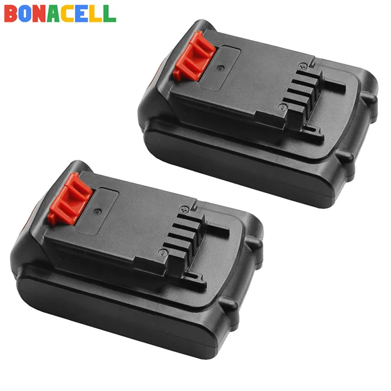 2 Pack Bonacell 18 V/20 V 2000mAh литий-ионная аккумуляторная батарея замена электроинструмента батарея для BLACK& DECKER LB20 LBX20 LBXR20 L10 - Цвет: 2 Pack