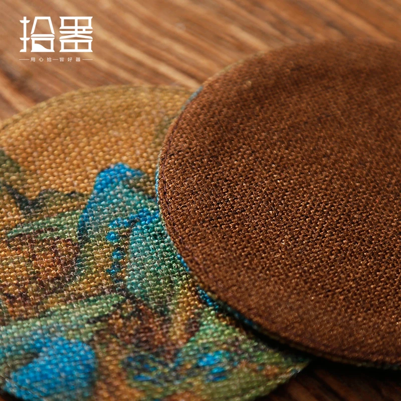 Подставка для чашек Jiangshan Map Coaster из хлопка и льна с принтом ручная роспись