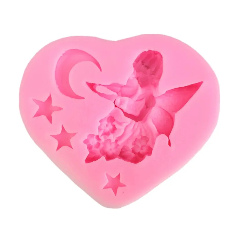 3D Ангел девочка Луна игра скрипка плесень украшение для торта Кухня инструмент