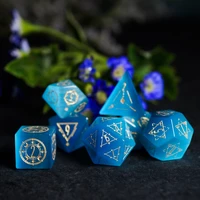 blue cats eye playing dice set cthulhu myth dice gemstone polyhedral geometric dice for coc dnd rpg board games gift custom