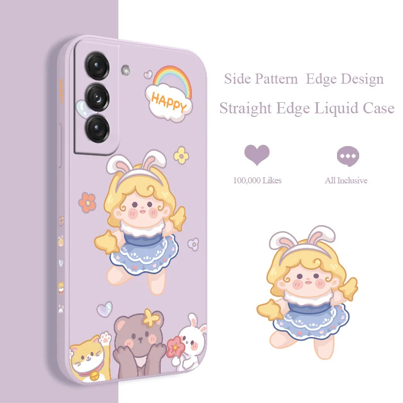 

Dancing Girl Square Soft Case For Samsung Galaxy S21 S20 FE S10 S9 Ultra Plus S10e Note 20 ultra 10 9 Plus Silicone Phone Cover
