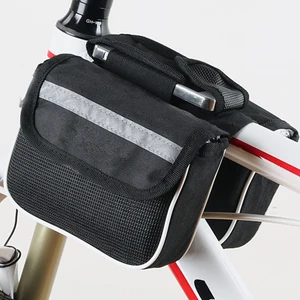 mtb bag bicycle bag 2l large capacity with double pouch for phone stuff bike top frame front pannier saddle tube bag accessories free global shipping