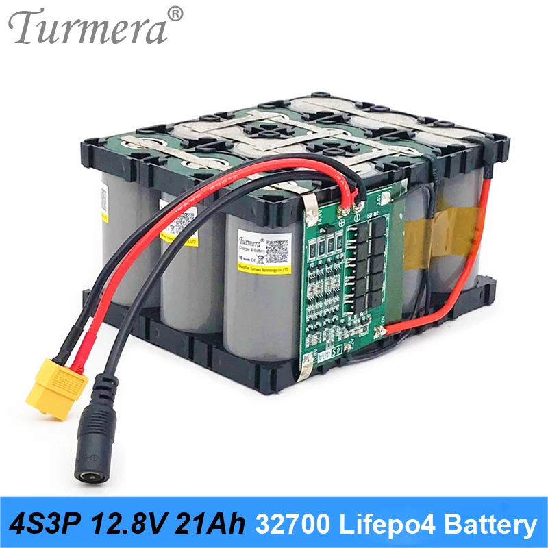 Аккумулятор Turmera 12 8 в 21 Ач 4S3P 32700 Lifepo4 со сбалансированным BMS для электролодки и