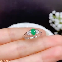 kjjeaxcmy fine jewelry s925 sterling silver inlaid natural emerald new girl popular ring support test chinese style with box