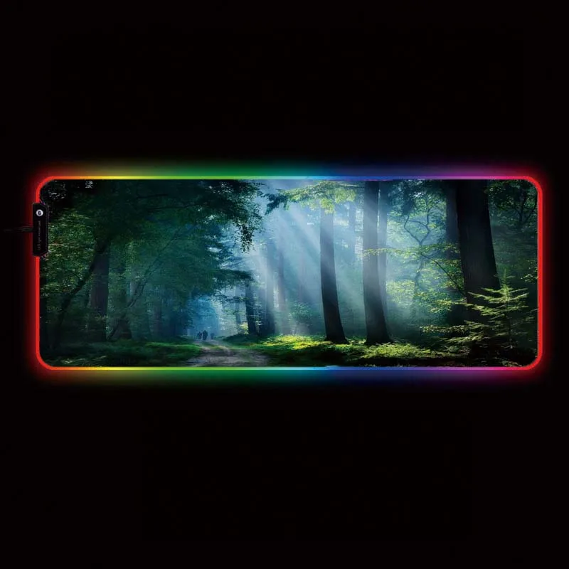 

ZSUXTC Forest Sunlight USB Wired Colorful Backlit LED RGB Gaming Mouse Pad Desktop Mat for Gamer Laptop Computer Mice Mousepad