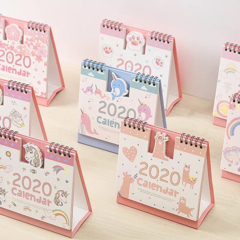 Новинка 2020 стильный Настольный бумажный мини-календарь сделай сам с мультяшными