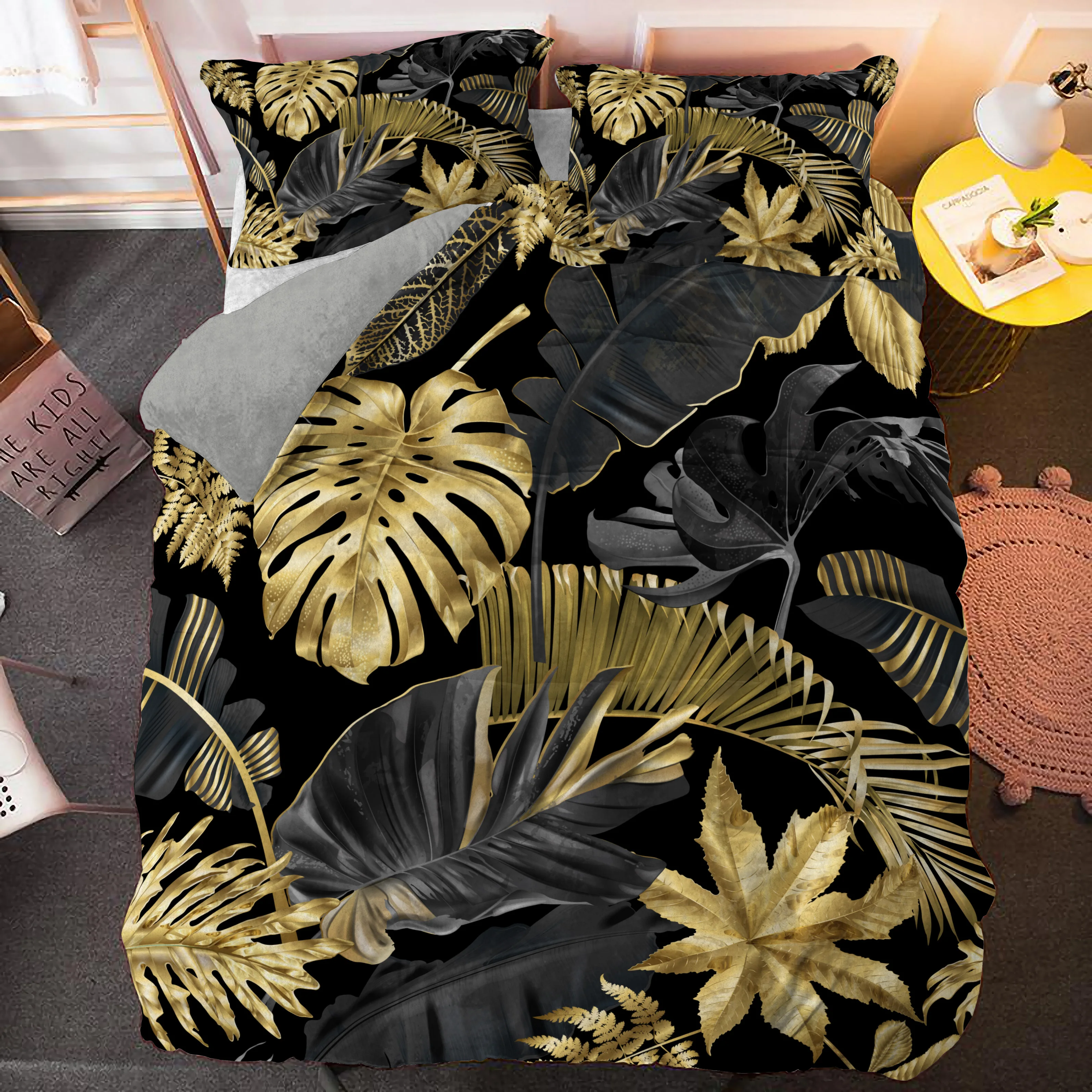 

3D растения Пальмовые Листья Королева постельных принадлежностей один король размер пододеяльники комплект постельного белья пододеяльник