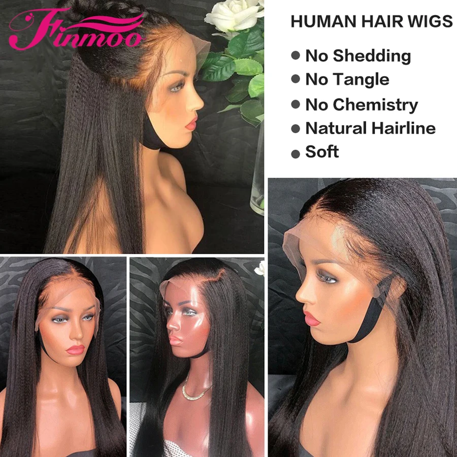 Прямые Парики Yaki из человеческих волос на шелковой основе предварительно