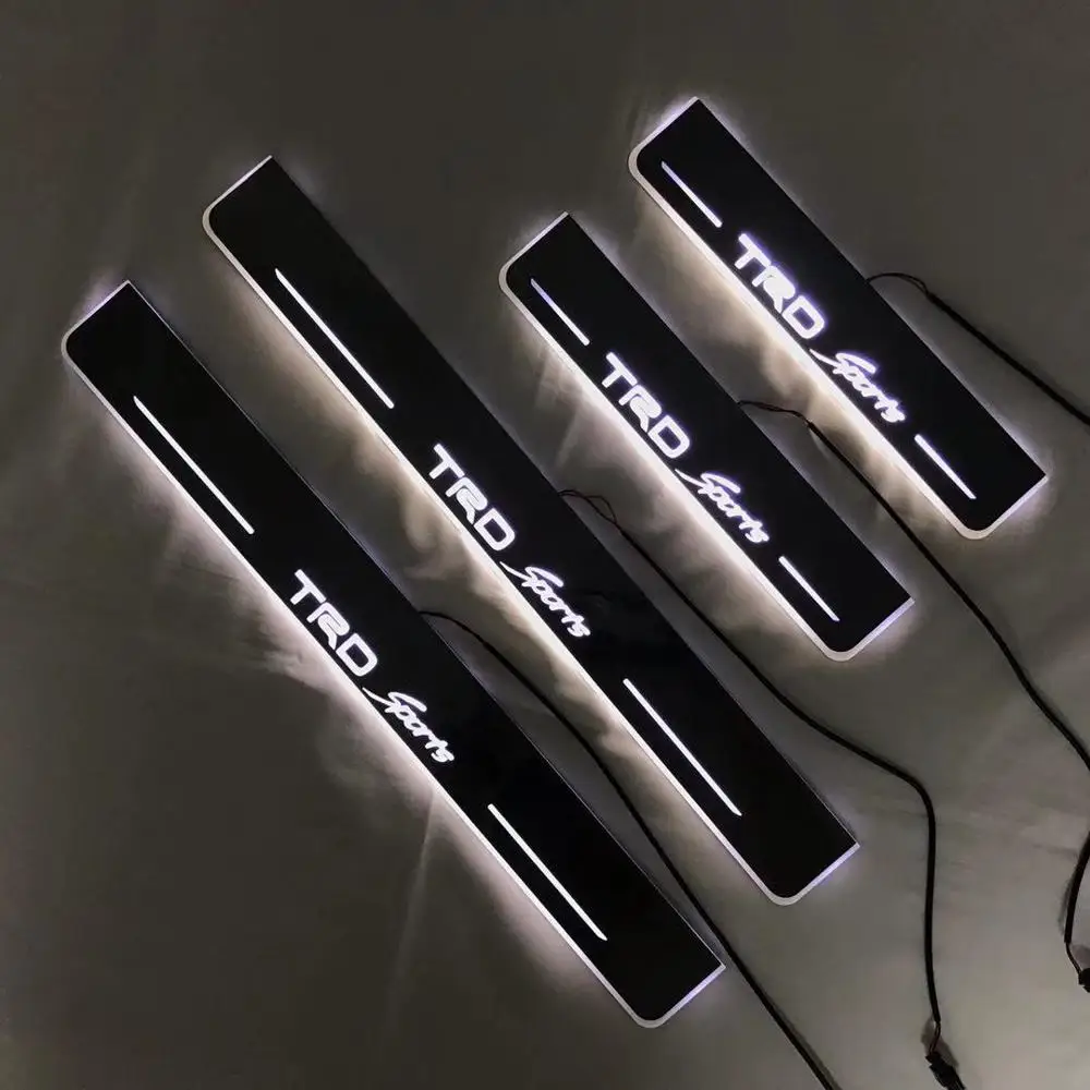 

Osmrk led moving door scuff for toyota tundra dynamic door sill plate flat lining overlay flow/fixed light, 4pcs