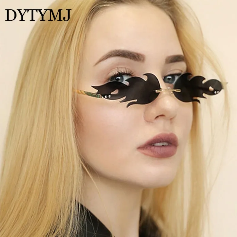 

DYTYMJ Small Flame Sunglasses Women 2020 Vintage Orange Rimless Shades for Ladies Fashion Fire Punk Sun Glasses Female Wholesale