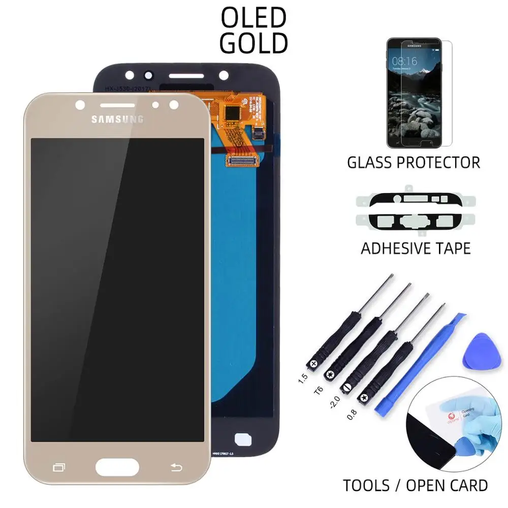 AMOLED Дисплей для SAMSUNG Galaxy J5 2017J530 LCD в сборе с тачскрином черный белый золотой - Цвет: OLED Gold