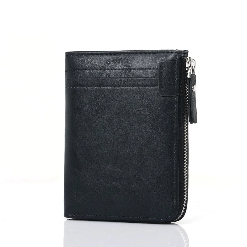 Мужской кожаный кошелек на молнии для монет Короткий клатч Portomonee мужской с