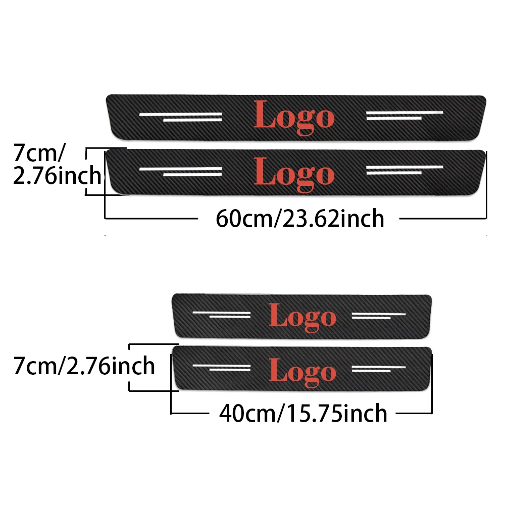 

4 Pcs For Jeep Cherokee Compass Patriot Renegade Rubicon Wrangler Car Logo Styling 3D Carbon Fiber Threshold Stickers Protector