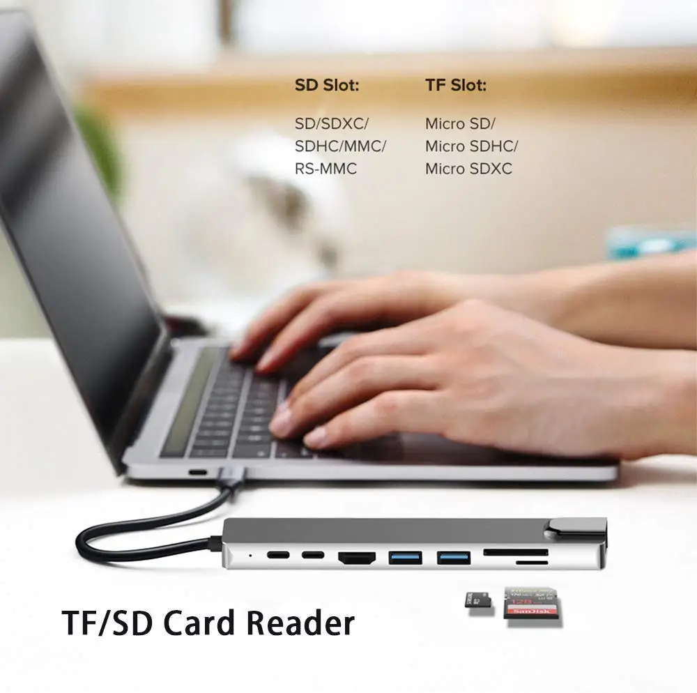 Концентратор USB Type-C HDMI RJ45 3 1 порт SD/TF кард-ридер питание для MacBook Pro | Электроника