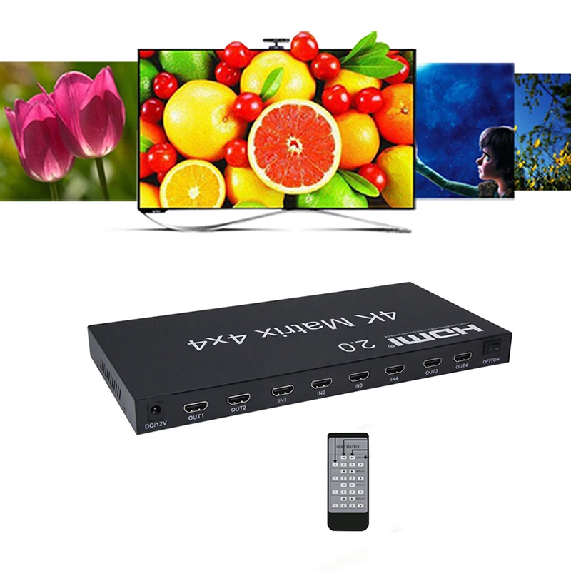 2,0 HDMI матрица 4x4 4K@ 60 Гц с аудио выход HDMI 4X4 матричный переключатель разветвитель коробка 4 в 4 из 4K X 2K HDCP 1,4 с EDID и RS232 управление