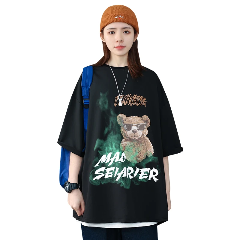 

Tshirt Women Print Gothic Tee Shirts Summer Short Sleeve Casual College Style Loose T-shirts Punk Tops