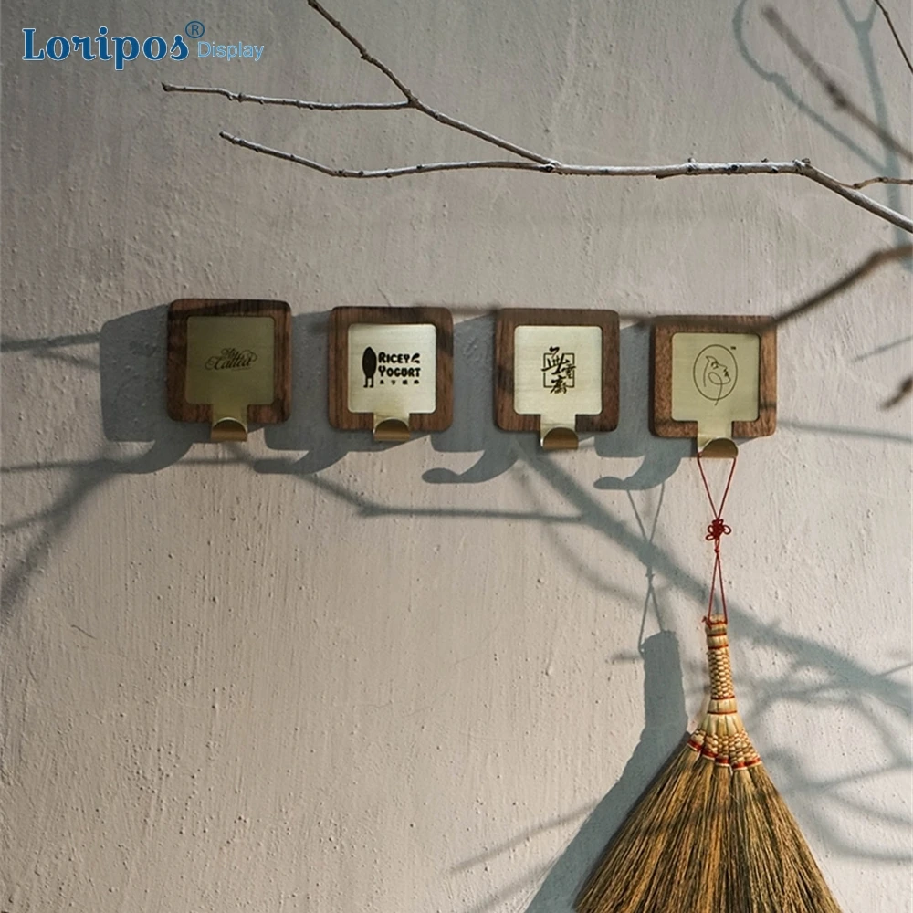 

Wooden Base Metal Copper Hanger Coat Hook In Bedroom For Wall