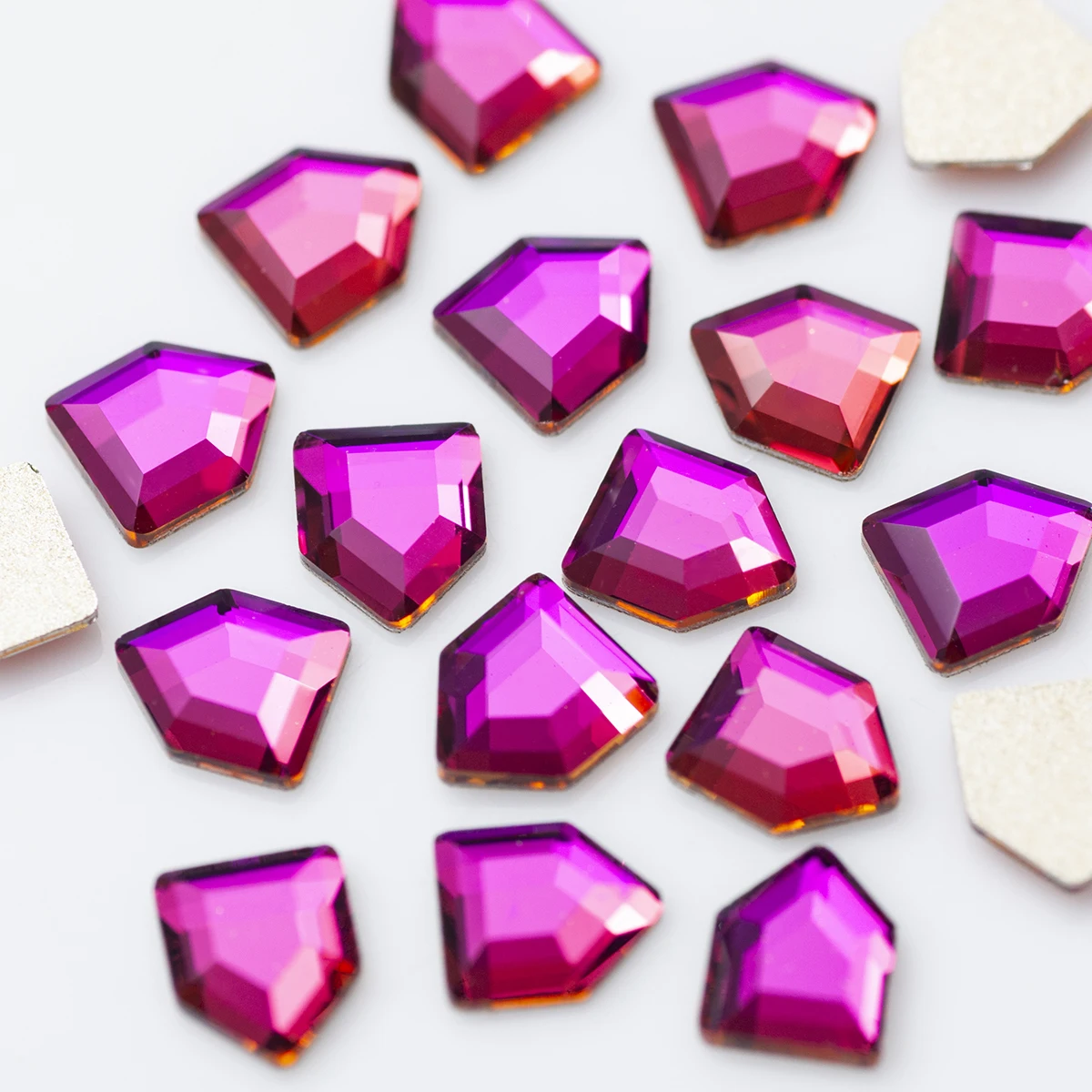 

100pcs Flat Shape Glue On Glass Rhinestones House Colorful Stones Adhesive Non Hotfix Crystals For 3D Nail Art Decoration