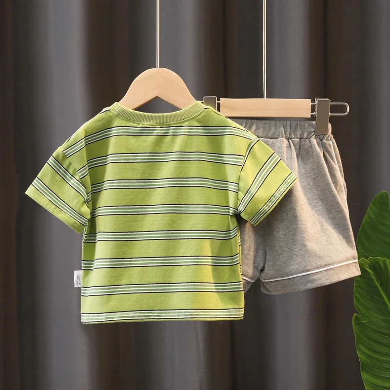 Striped Cotton Summer Clothing Sets for Newborn Baby Boy Infant Fashion Outerwear Clothes Suit T-shirt+Pant baby Cloth |