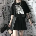 Футболка с коротким рукавом Новинка 2021 Студенческая Корейская свободная Летняя короткая рубашка в стиле Харадзюку мультяшная универсальная гранж-рубашка трендовая уличная одежда