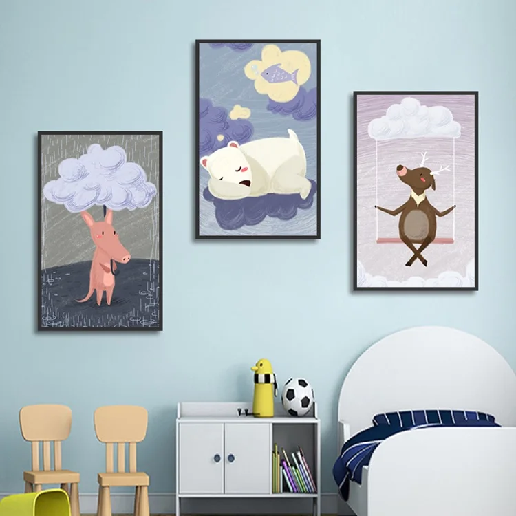 

Lovely Cute Cartoon Animals Pig Polar Bear Deer Print Picture Canvas Painting Home Decor Poster For Kid Living Room Bedroom