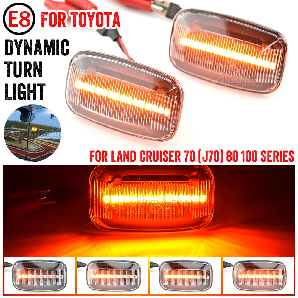 

2pcs Dynamic Led Turn Signal Side Marker Lights Flowing Fender Light For Toyota Landcruiser Land Cruiser 70 80 100 Series