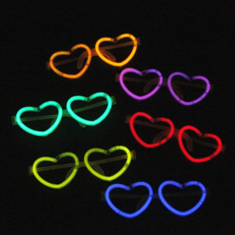 

12sets Luminous Glow Sticks Heart Glasses Fluorescence Neon Birthday Party Eyewear Wedding Bar KTV Rave Party Supplies