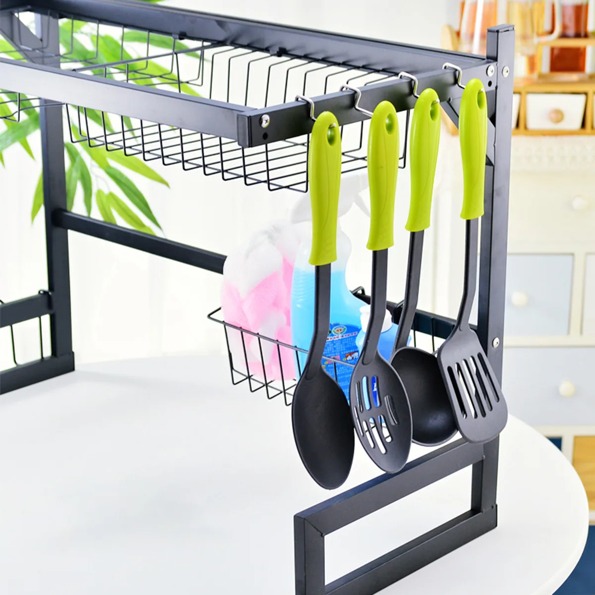 

65/85CM Dish Drying Rack Over the Sink Kitchen Supplies Storage Shelf Counter-top Space Saver Stand Tableware Drainer Organizer
