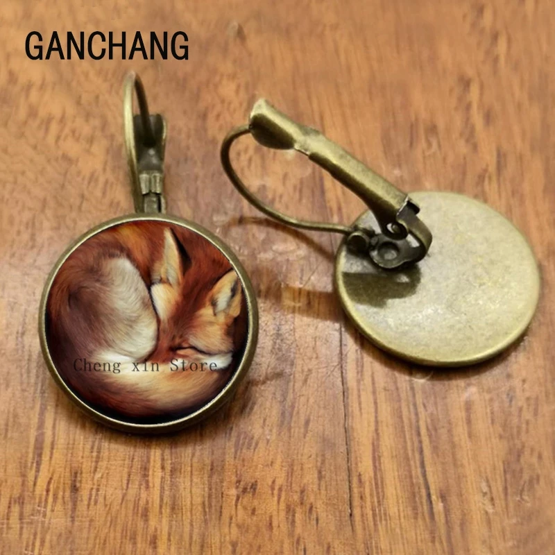 Новинка мультфильм серьги в виде лисьей морды лесной био круглых ювелирных