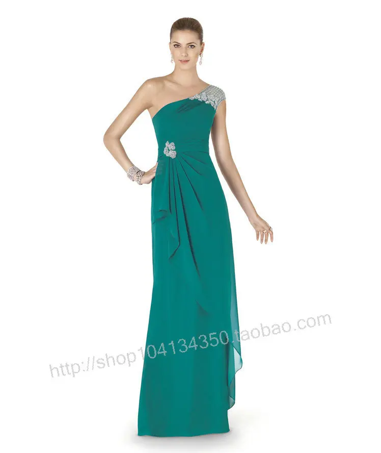 

free Shipping vestido de festa longo one shoulder crystal robe de soiree 2014 new fashion sexy formal party gown evening Dress