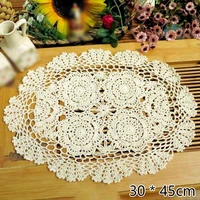 oval placemat table place mat vintage hand crochet cotton lace doilies floral beigewhite kitchen tools gadgets accessories