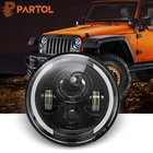 Фара головного света Partol, 7 дюймов, 60 Вт, s H4 H13, фара дальнего и дальнего света, проектор ангельские глазки, фара для автомобиля, мотоцикла, для Jeep CJWrangler JKHarley