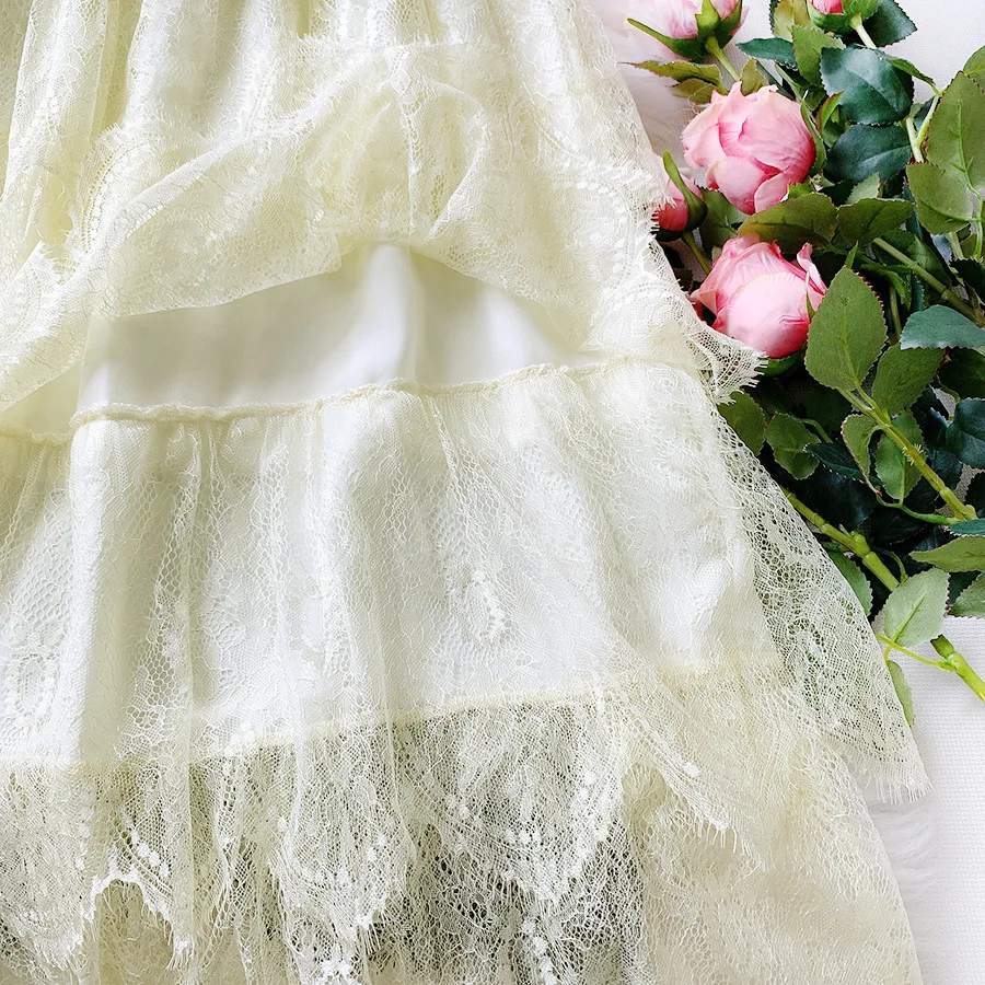 Весна Лето 2020 Фея темперамент кружева торт слоистых Макси Длинная юбка Милая