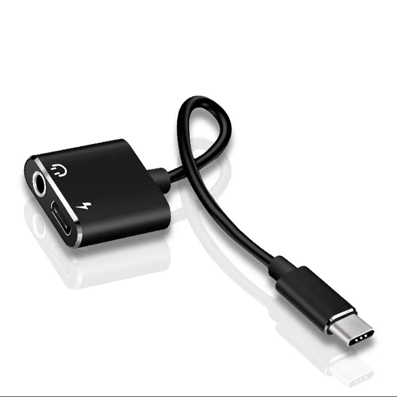 New 2 in 1 USB Type C To 3.5mm Earphone Jack Adapter for huawei Xiaomi Aux Audio Cable Headphone Charger Charging USB-C Convert | Мобильные