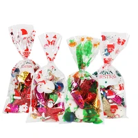2022 santa claus christmas tree elk pvc bags transparent clear gift bag for christmas gift baking candy cookie packaging bags