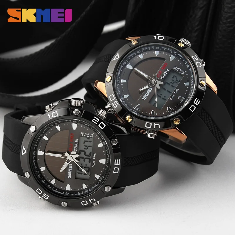 SKMEI Fashion Sport Men's Watch Luxury Dual Display Waterproof Military Chrono Alarm Clock Quartz Wristwatches Relogio Masculino