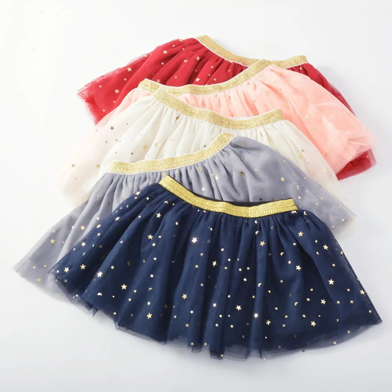 2020 Fashion Kids Mesh Miniskirts Girls Princess Stars Glitter Dance Ballet Tutu Brand Sequin Party Girl Faldas Skirt Elastic