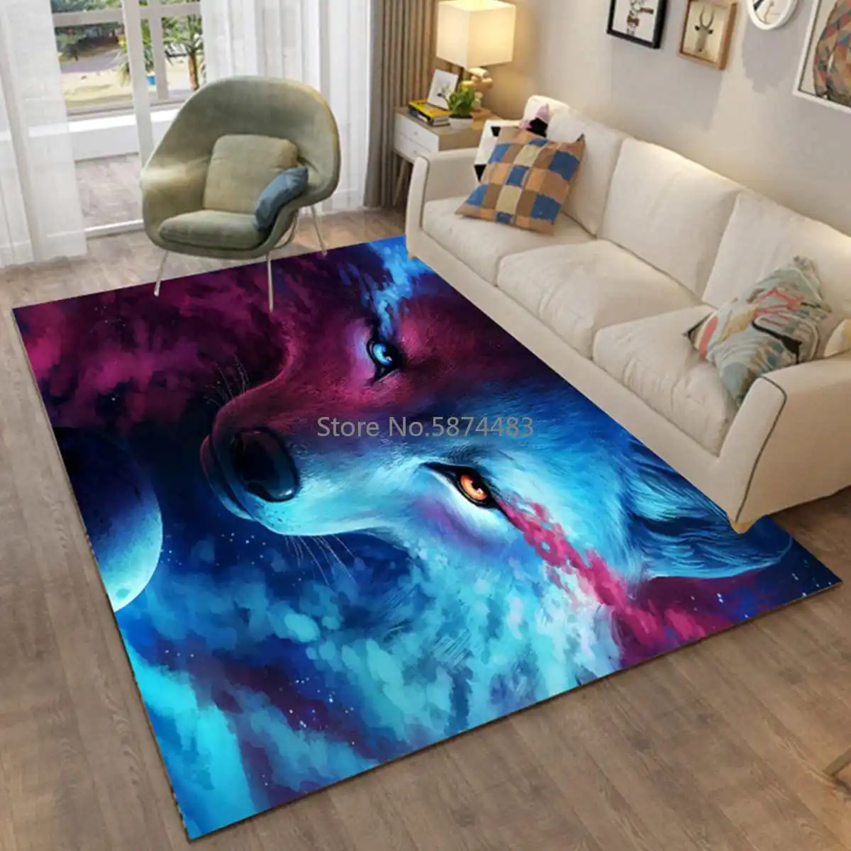 4 типа 3D печать коврики для спальни Большие Кошачьи Глаза волк с черепом