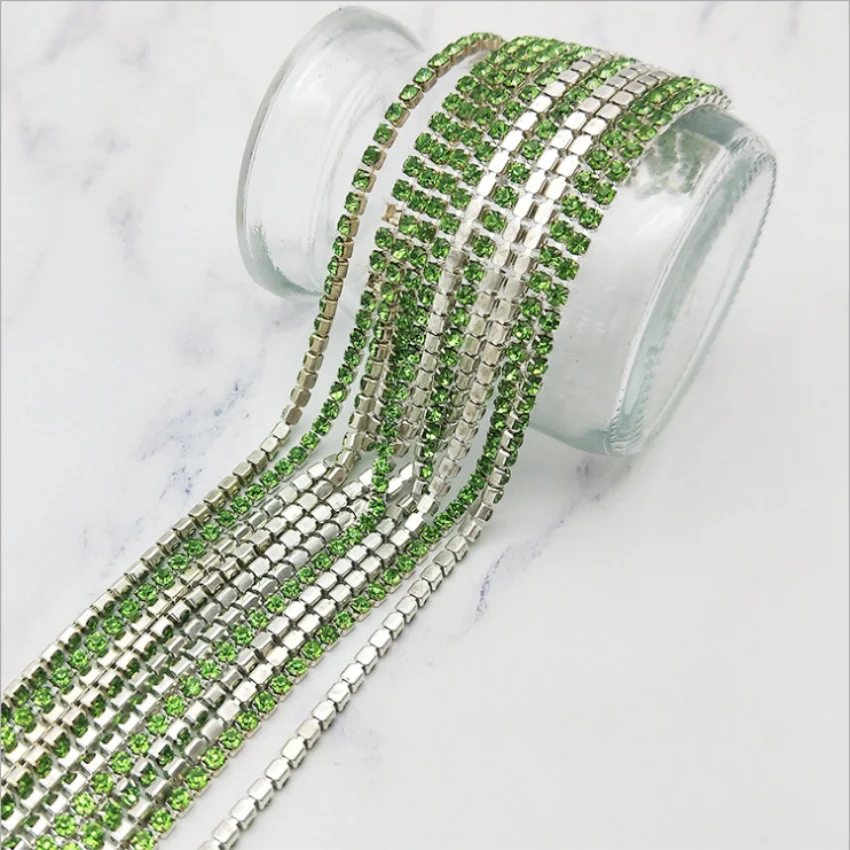 Светильник-зеленый 10 ярдов цепочка Стразы сделай сам плотное серебряное дно для
