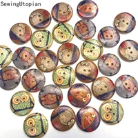 100pcs owl wood buttons home sewing scrapbooking decor 2 holes owl pattern sewing accessories garment button home decoration